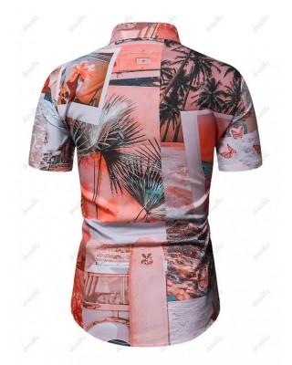 Beach Landscape Print Short Sleeve Shirt
