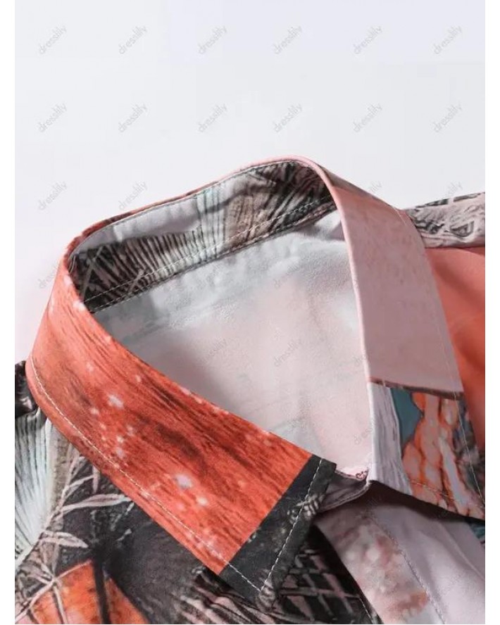 Beach Landscape Print Short Sleeve Shirt