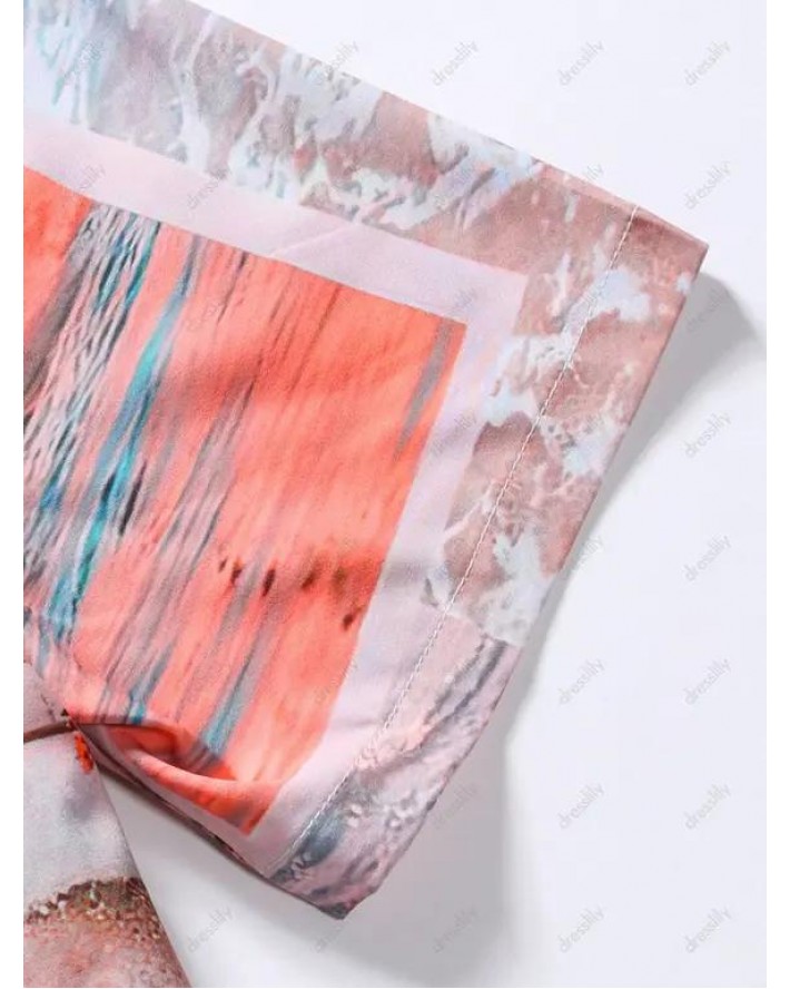 Beach Landscape Print Short Sleeve Shirt