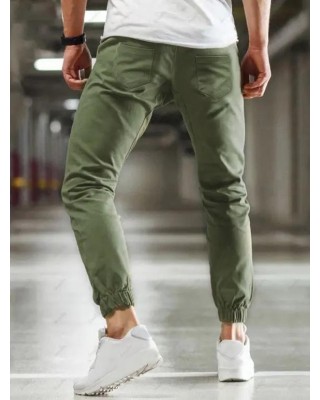 Solid Drawstring Beam Feet Pants