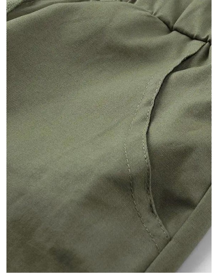 Solid Drawstring Beam Feet Pants