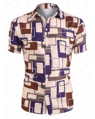 Short Sleeve Geometric Print Vacation Shirt