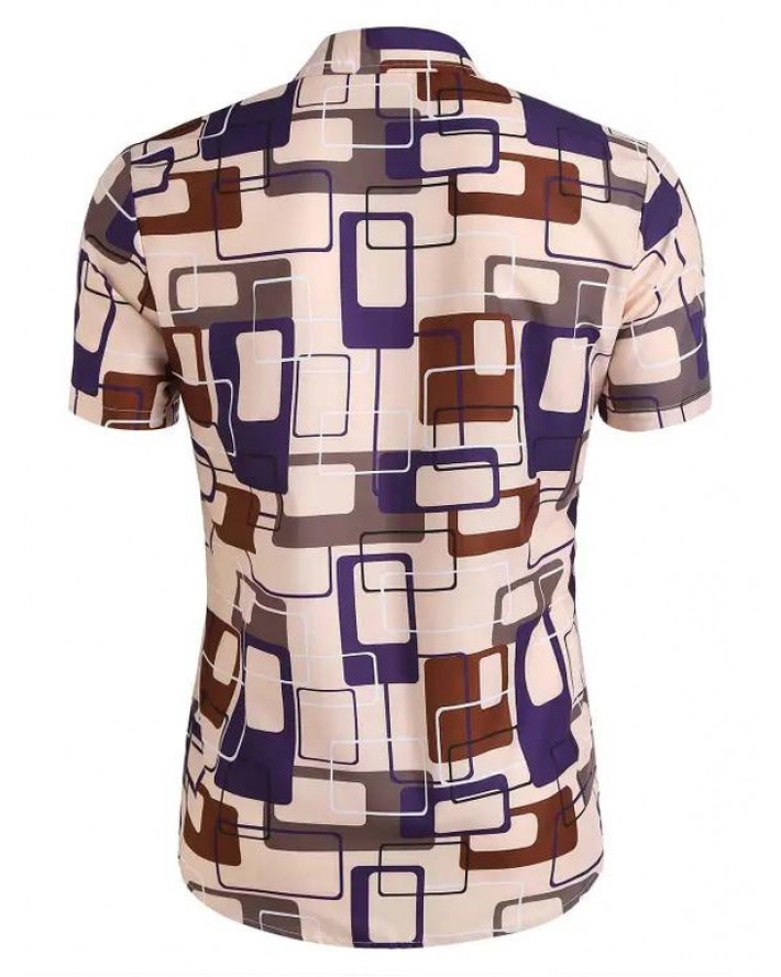Short Sleeve Geometric Print Vacation Shirt