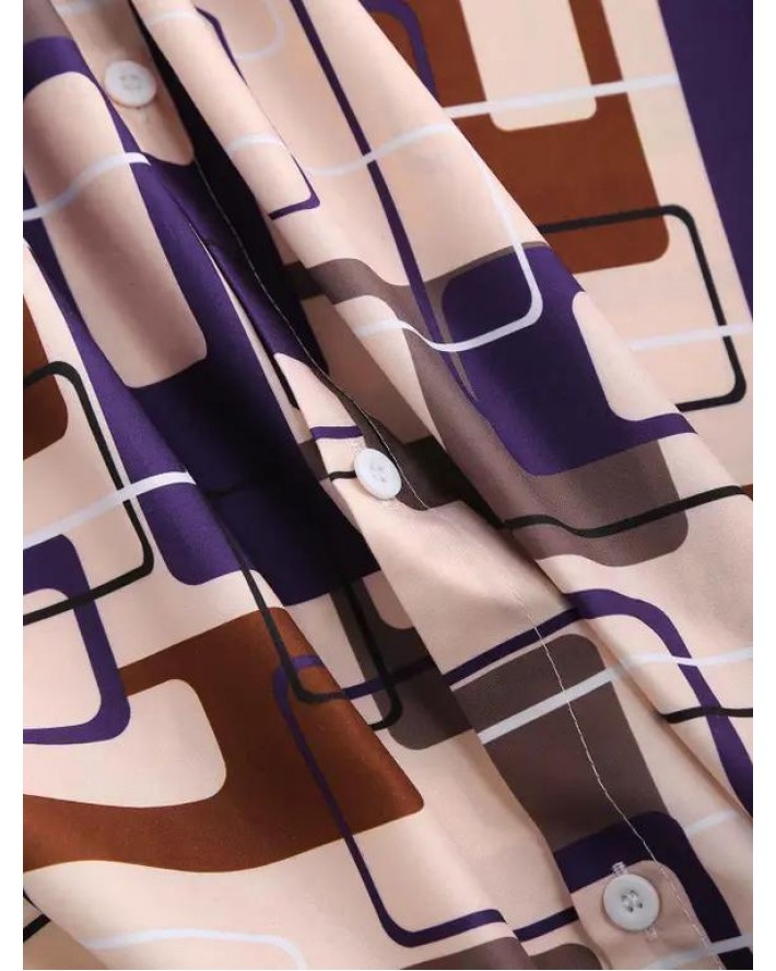 Short Sleeve Geometric Print Vacation Shirt