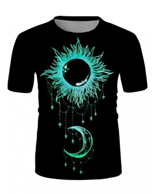 Moon and Sun Printed Short Sleeve T-shirt