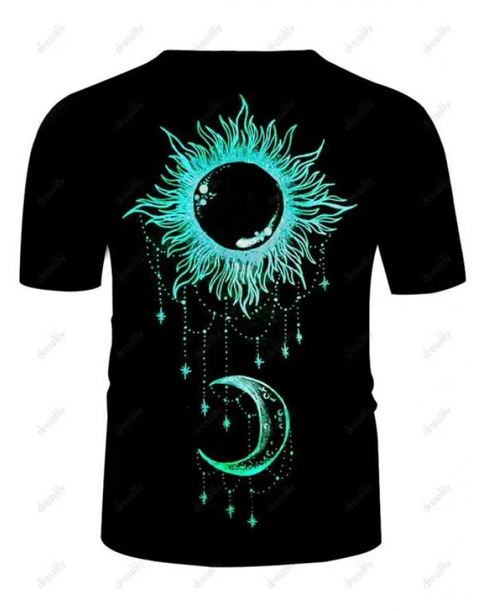 Moon and Sun Printed Short Sleeve T-shirt