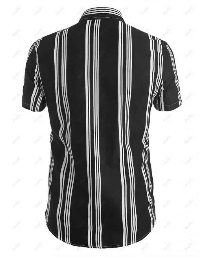 Short Sleeve Balanced Vertical Stripe Shirt