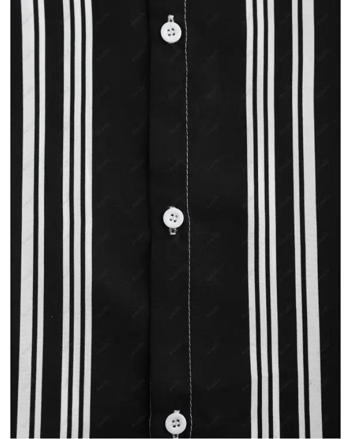 Short Sleeve Balanced Vertical Stripe Shirt