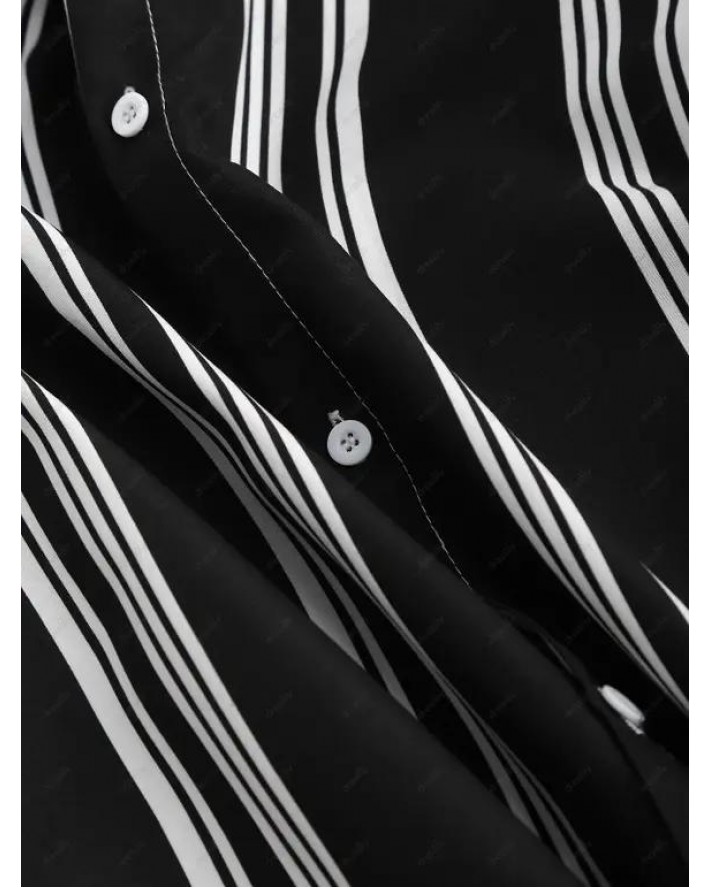 Short Sleeve Balanced Vertical Stripe Shirt