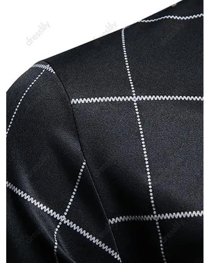 Casual Plaid Print Shirt Turn Down Collar Long Sleeve Button-up Shirt