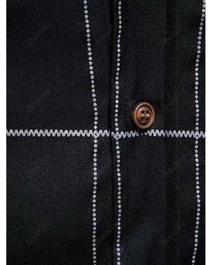 Casual Plaid Print Shirt Turn Down Collar Long Sleeve Button-up Shirt