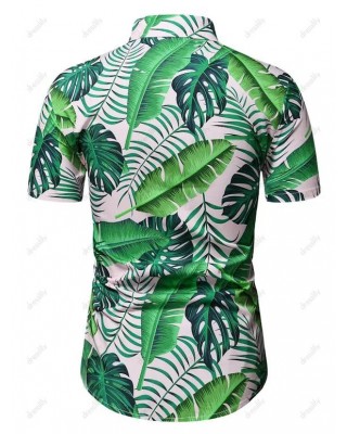 Tropical Palm Leaves Button Up Shirt