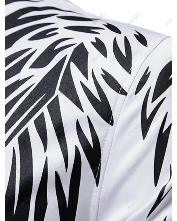 Contrasting Wing Print Shirt Turndown Collar Button Up Long Sleeve Casual Shirt