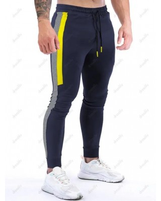 Colorblock Panel Sweatpants Drawstring Elastic Waist Sport Casual Jogger Pants