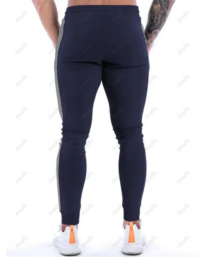 Colorblock Panel Sweatpants Drawstring Elastic Waist Sport Casual Jogger Pants