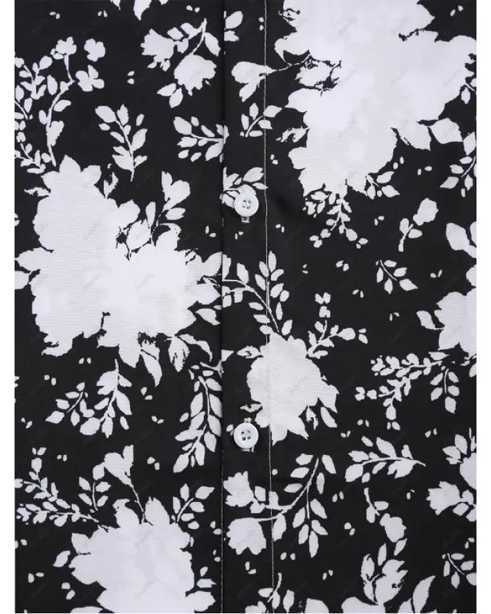 Short Sleeve Leaves Print Vacation Shirt