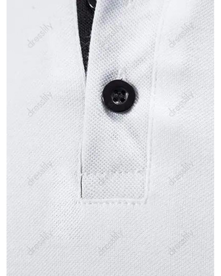 Summer Casual T Shirt Coconut Tree Embroidered Print Half Button Colorblock Turn Down Collar Short Sleeve Tee