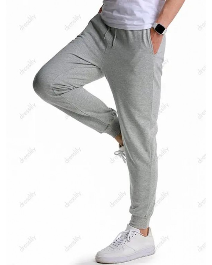 Drawstring Sweatpants Beam Feet Casual Side Pockets Sport Jogger Pants