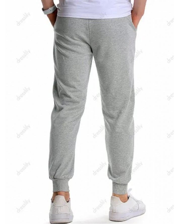 Drawstring Sweatpants Beam Feet Casual Side Pockets Sport Jogger Pants