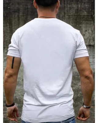 Slogan Print Cotton T Shirt Round Neck Streetwear Tee