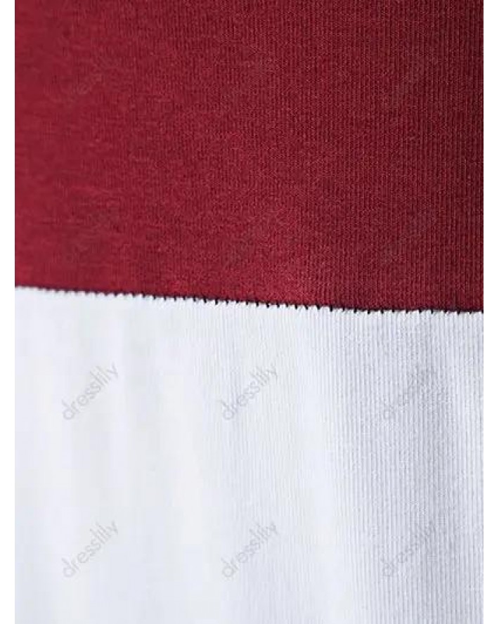 Contrast Colorblock T Shirt Hooded Drawstrings Pockets Summer Casual Tee