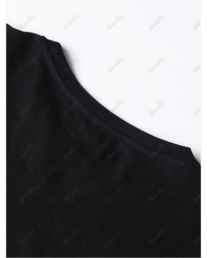 Slogan T Shirt Letter Striped Print Round Neck Long Sleeve Casual Tee