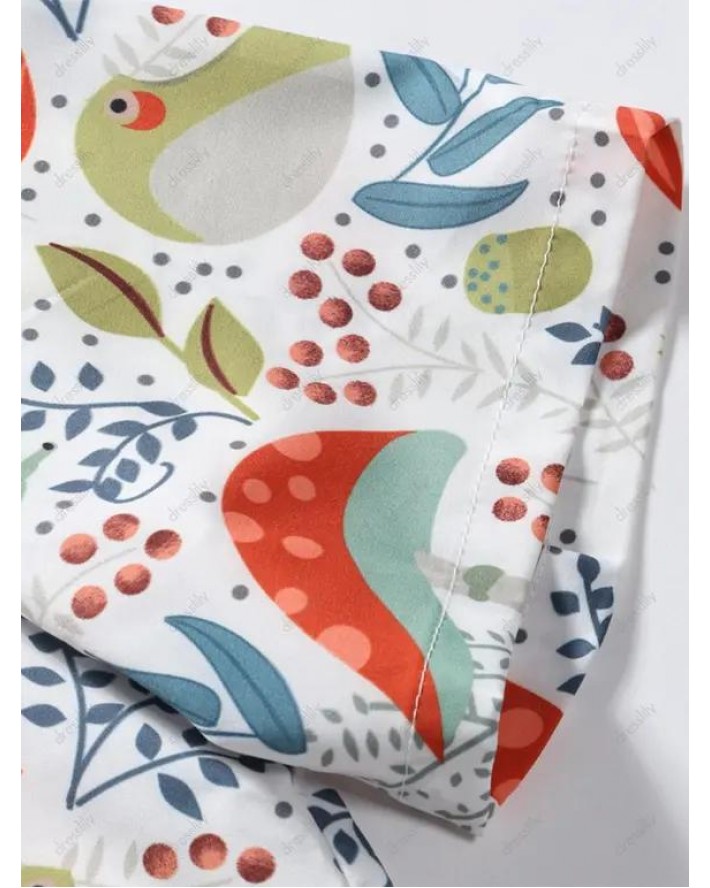 Animal Plant Allover Print Short Sleeve Shirt