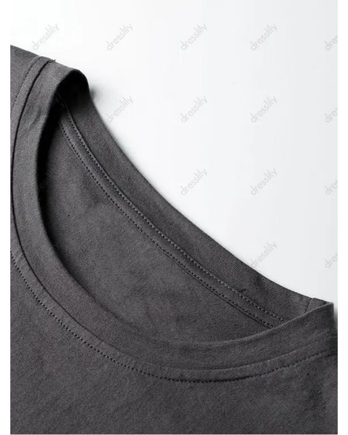 Contrasting Letter Print Long Sleeve T-shirt Casual Round Neck Tee