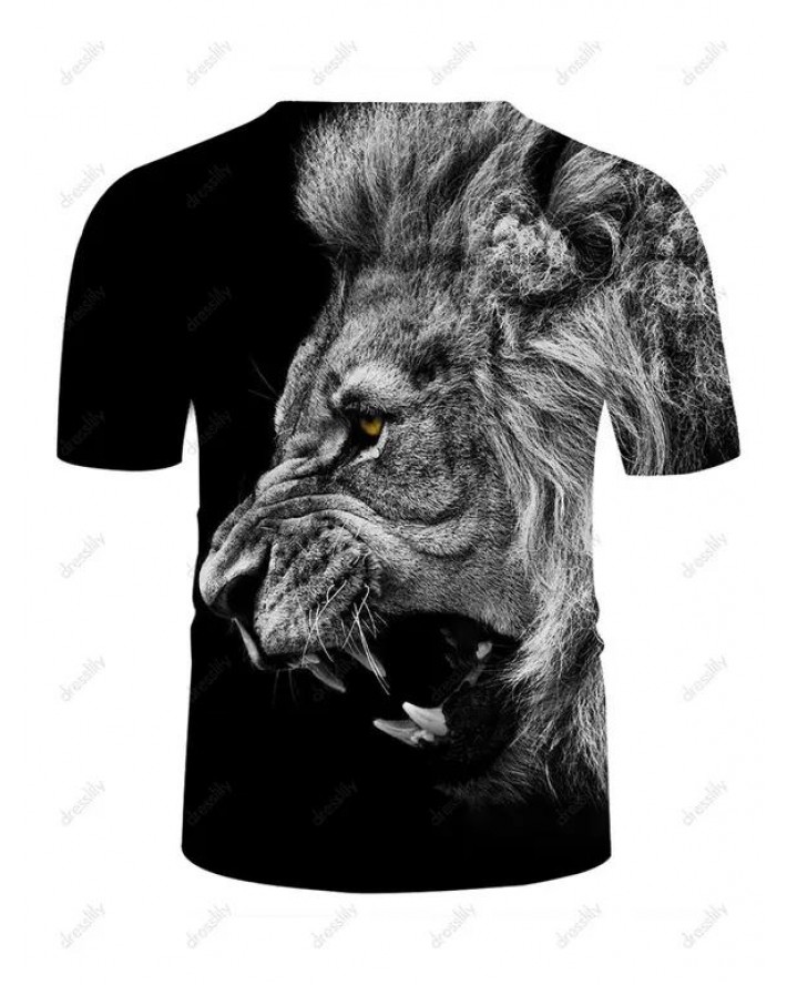 Casual Cool Lion 3D Print Short Sleeves T Shirt