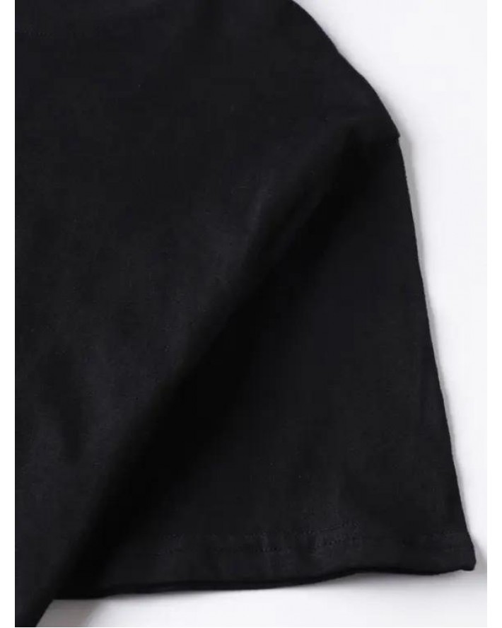 Cat and Pentagram Print T Shirt Round Neck Short Sleeve Casual Tee