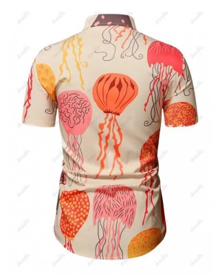 Marine Life Jellyfish Print Button Up Shirt