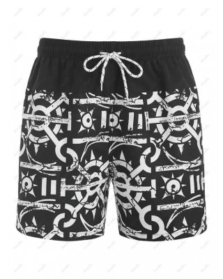Drawstring Logomania Print Beach Board Shorts