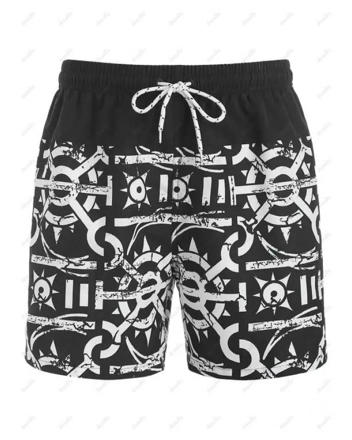 Drawstring Logomania Print Beach Board Shorts