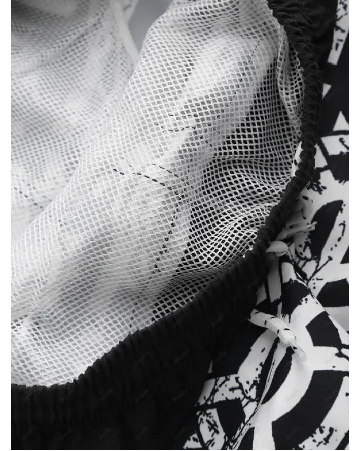Drawstring Logomania Print Beach Board Shorts