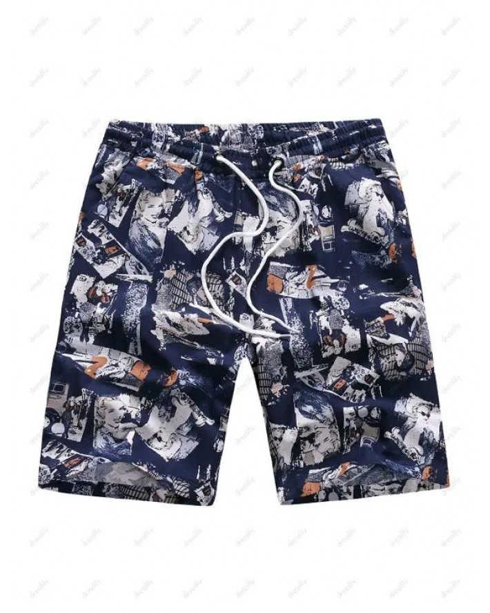 Character Graphic Print Drawstring Shorts