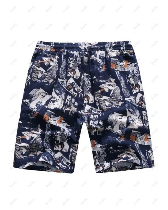 Character Graphic Print Drawstring Shorts