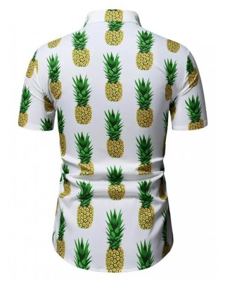 Pineapple Print Short Sleeve Vacation Shirt