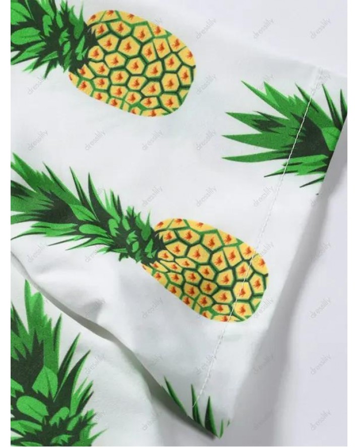 Pineapple Print Short Sleeve Vacation Shirt