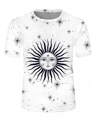 Vintage Sun and Star Printed T-shirt