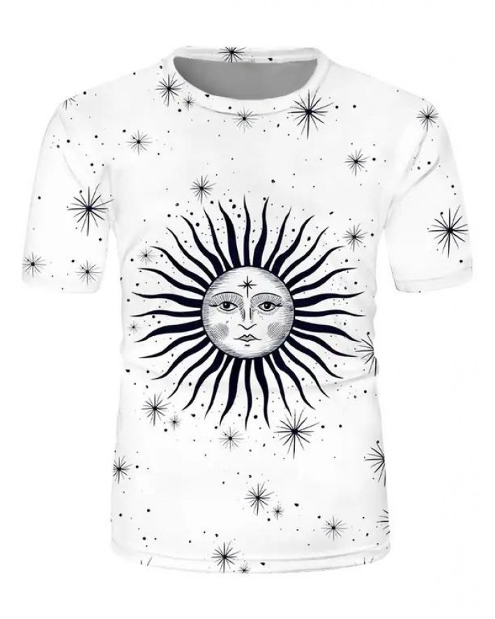 Vintage Sun and Star Printed T-shirt