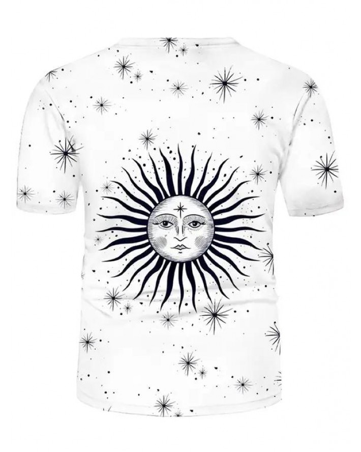 Vintage Sun and Star Printed T-shirt