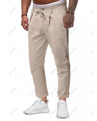 Drawstring Cuffed Hem Casual Pants