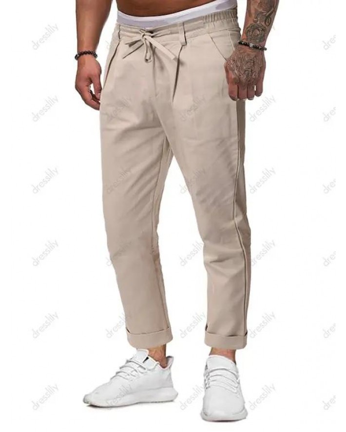 Drawstring Cuffed Hem Casual Pants
