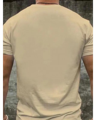 Slogan and Guitar Print T Shirt Cotton Round Neck Casual Tee