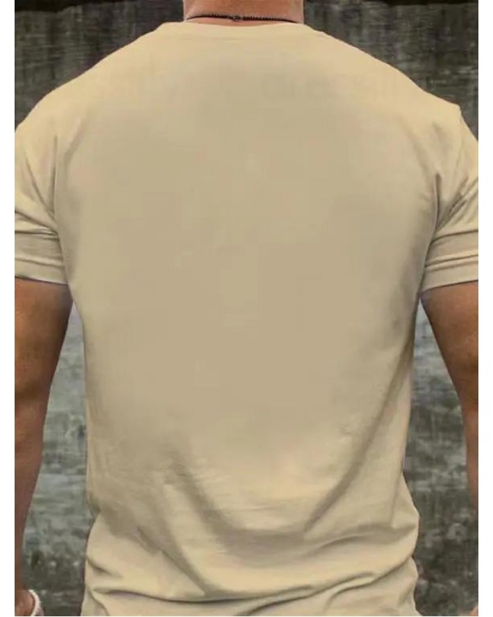Slogan and Guitar Print T Shirt Cotton Round Neck Casual Tee