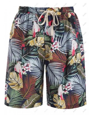 Tropical Leaf Floral Animal Print Board Shorts