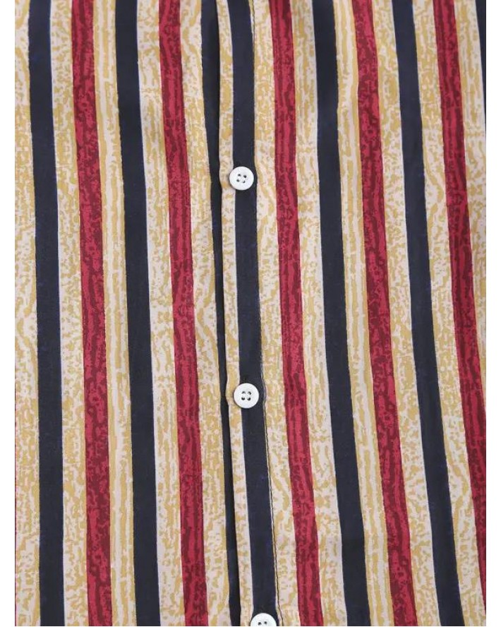Short Sleeve Vertical Stripe Print Shirt