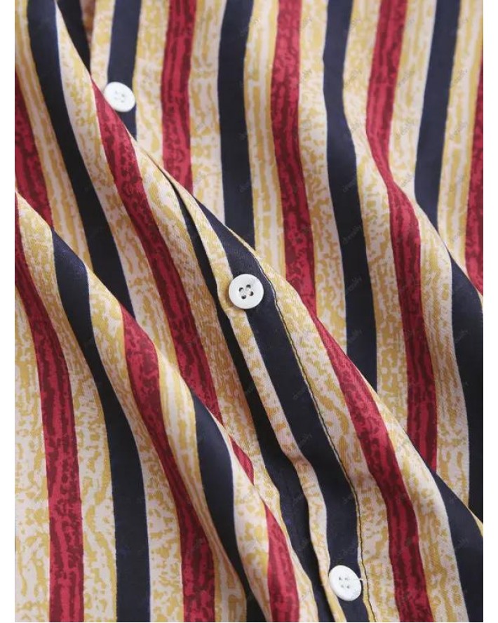 Short Sleeve Vertical Stripe Print Shirt