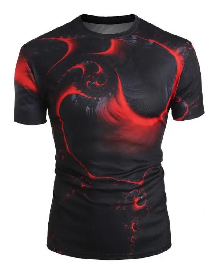 Short Sleeve Abstract 3D Print T-shirt