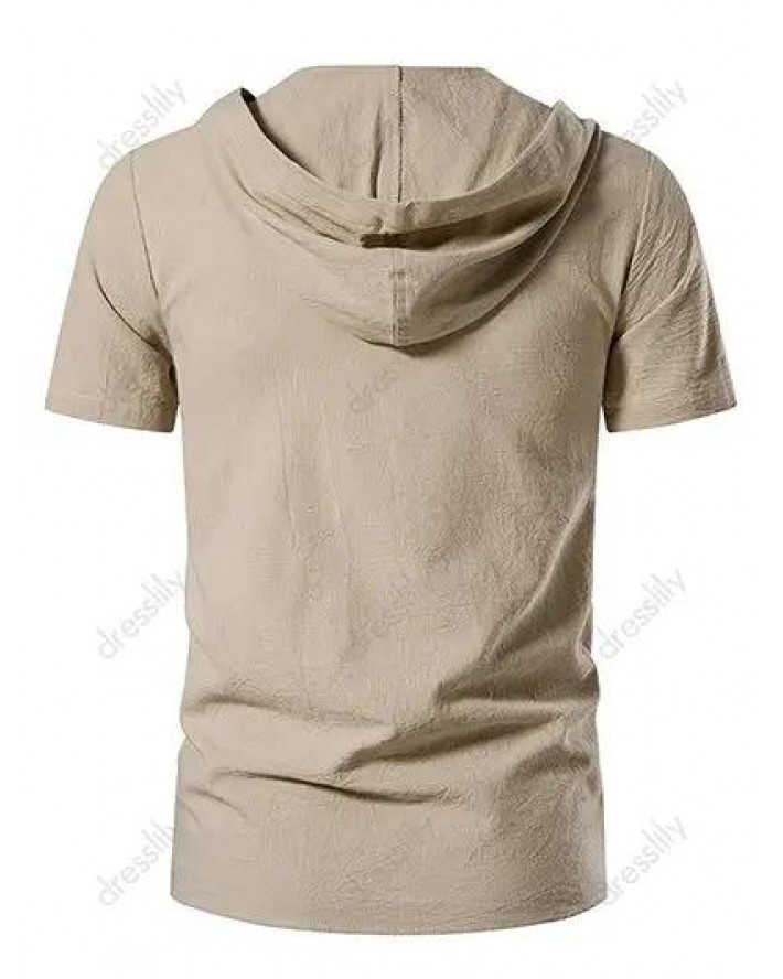 Casual T Shirt Hooded Solid Color Lace Up Short Sleeve Summer T Shirt